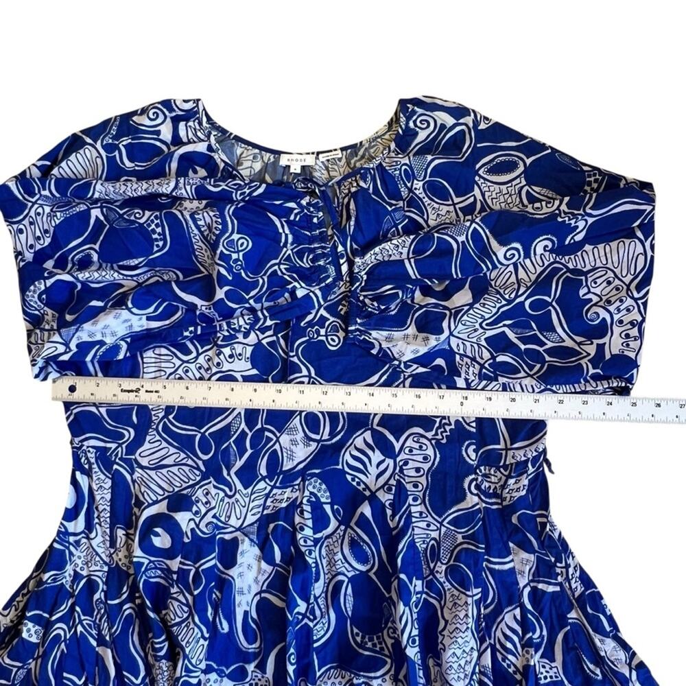 Rhode Women’s Sz M Blue Floral Print Mini Dress Emma Long Sleeve Mini - Picture 10 of 15